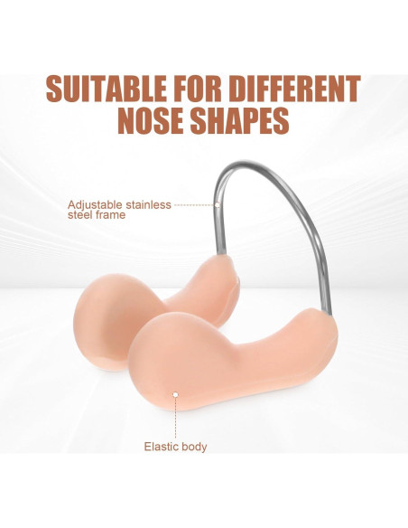 6 Tapones de Nariz de Silicona Beige Abaodam para Natación