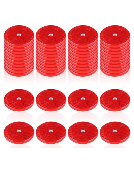 48 Reflectores Redondos de Seguridad Kingdder 6 cm Rojos