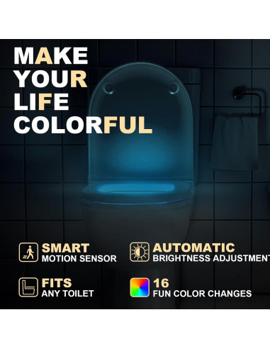 Luz de Inodoro LED MIEFL con Sensor de Movimiento 16 Colores