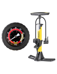 Bomba de Bicicleta CXWXC con Manómetro 160 PSI Amarillo