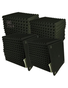 96 Pack Espuma Acústica Aislante de Sonido Negra 30x30 cm