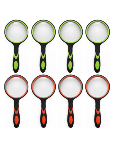 Paquete de 8 Lupa de Mano 8X SHENGQIDZ con Mango Antideslizante