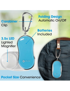 Lupa LED de bolsillo OttLite 3.5x azul claro con clip 2