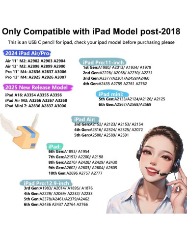 Lápiz Estilográfico KIROSA para iPad 2018-2025, Carga Rápida