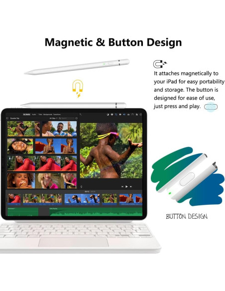 Lápiz Estilográfico KIROSA para iPad 2018-2025, Carga Rápida