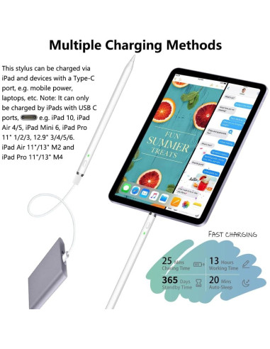 Lápiz Estilográfico KIROSA para iPad 2018-2025, Carga Rápida