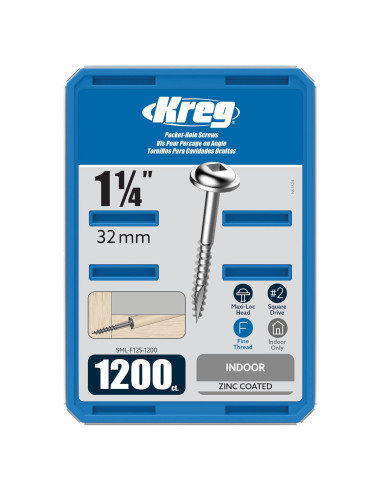 Tornillos de bolsillo Kreg SML-F125-1200 Zinc 31.75mm 1200u