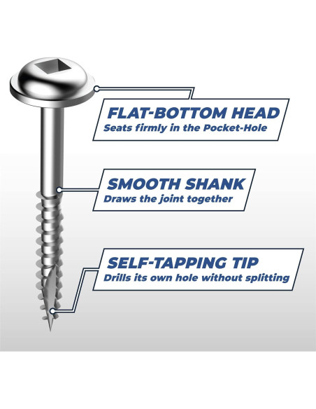 Tornillos de bolsillo Kreg SML-F125-1200 Zinc 31.75mm 1200u