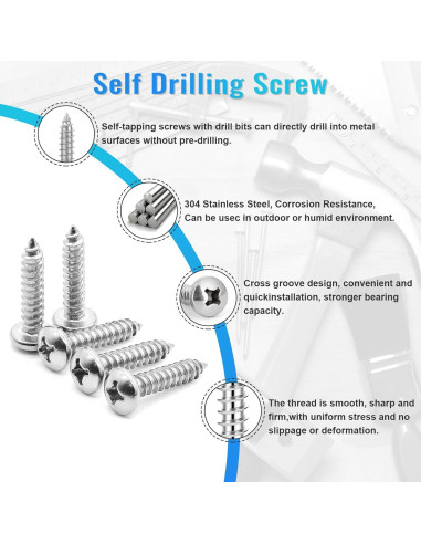 Kit de Tornillos de Madera NANAKLAUS 460PCS Acero Inoxidable