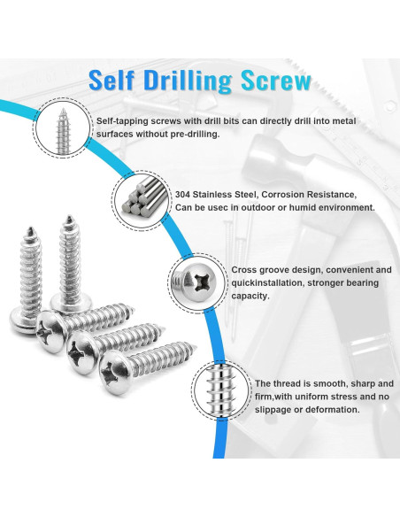 Kit de Tornillos de Madera NANAKLAUS 460PCS Acero Inoxidable