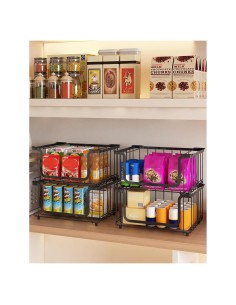 Cestas de Alambre Apilables UMDONX 4 Piezas para Almacenamiento