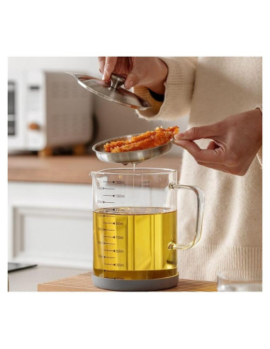 Contenedor de grasa de tocino TLIOCAS 1500 ml vidrio borosilicato