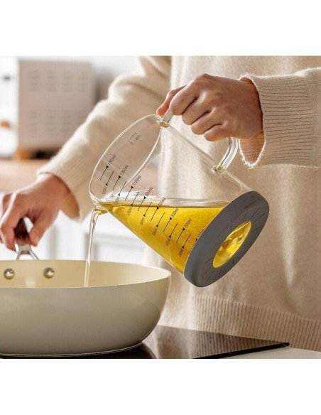 Contenedor de grasa de tocino TLIOCAS 1500 ml vidrio borosilicato