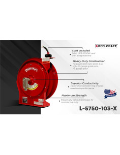 Carrete de Cable de Servicio Pesado Reelcraft L 5750 103 X 15.24 m 2