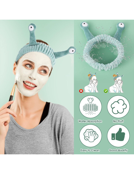 Diadema de Spa WLLHYF Verde Microfibra Suave Caracol Diadema de Spa WLLHYF Verde Microfibra Suave Caracol
