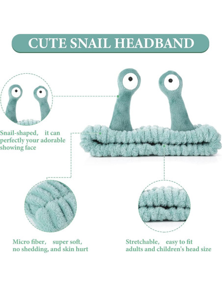 Diadema de Spa WLLHYF Verde Microfibra Suave Caracol Diadema de Spa WLLHYF Verde Microfibra Suave Caracol