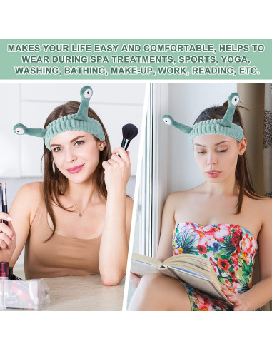 Diadema de Spa WLLHYF Verde Microfibra Suave Caracol