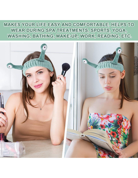 Diadema de Spa WLLHYF Verde Microfibra Suave Caracol Diadema de Spa WLLHYF Verde Microfibra Suave Caracol