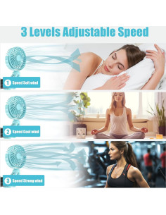 Ventilador Portátil Leisuda 3 Velocidades Recargable USB Azul 2