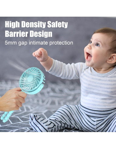 Ventilador Portátil Leisuda 3 Velocidades Recargable USB Azul