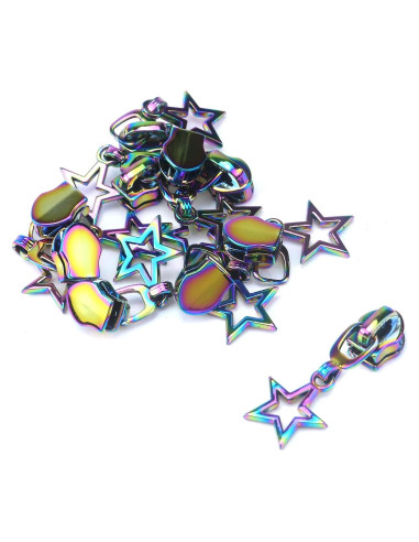 Tiradores de Cremallera HEVSTIL Estrella Arcoíris - Paquete de 10