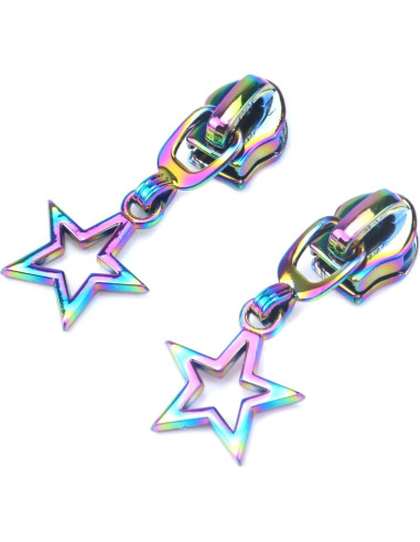 Tiradores de Cremallera HEVSTIL Estrella Arcoíris - Paquete de 10