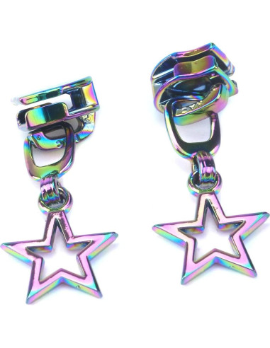 Tiradores de Cremallera HEVSTIL Estrella Arcoíris - Paquete de 10