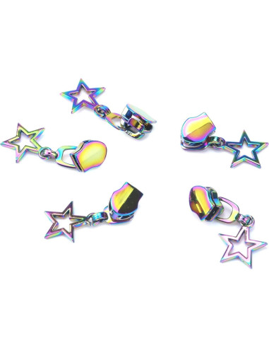 Tiradores de Cremallera HEVSTIL Estrella Arcoíris - Paquete de 10