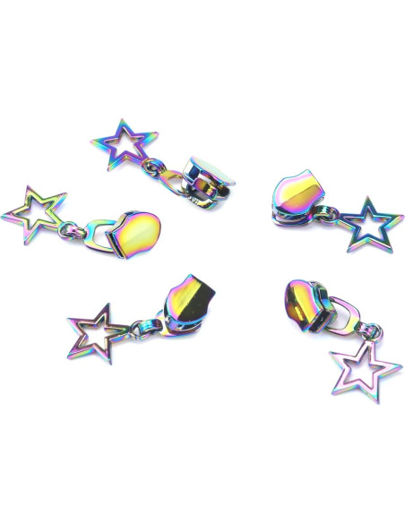 Tiradores de Cremallera HEVSTIL Estrella Arcoíris - Paquete de 10