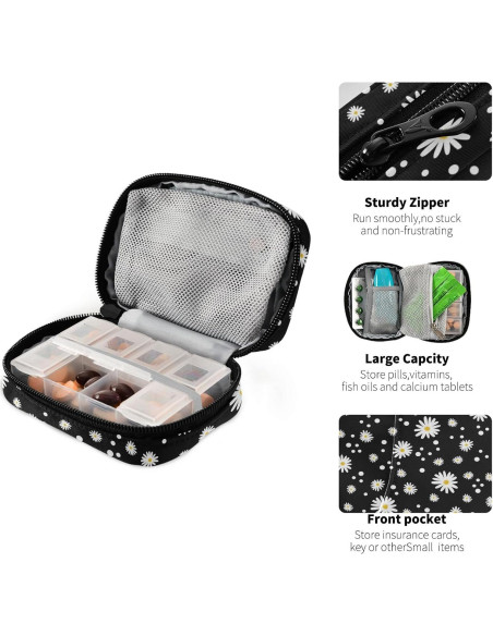 Estuche de Pastillas Ollabaky 7 Días Portátil con Cremallera