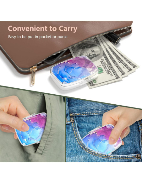 Caja de Pastillas Nipichsha Mármol Azul Púrpura 5.6x4.1cm