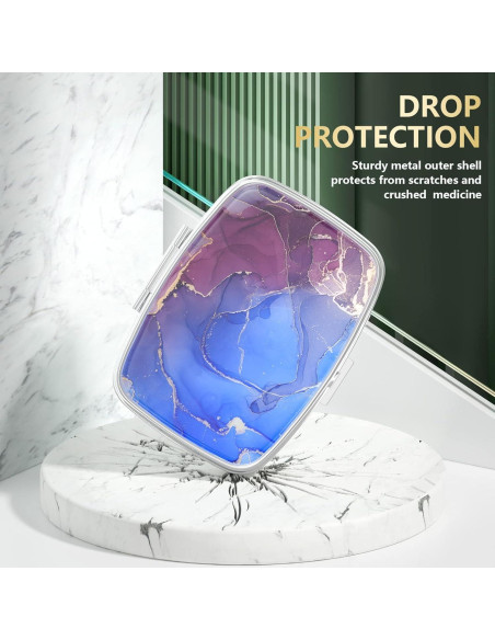 Caja de Pastillas Nipichsha Mármol Azul Púrpura 5.6x4.1cm