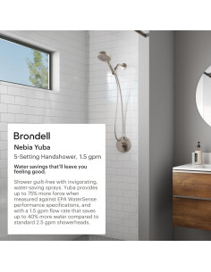 Cabezal de Ducha de Mano Brondell Nebia Yuba Níquel Cepillado 5 Configuraciones 2