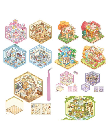 Pegatinas 3D de Casa DIY Affoto - 12 Sets Creativos