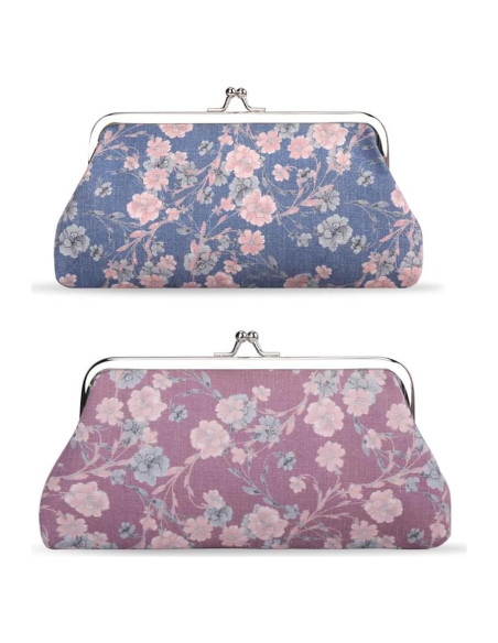 Monedero Floral Vintage iSuperb 2 Piezas Lona Cierre Broche