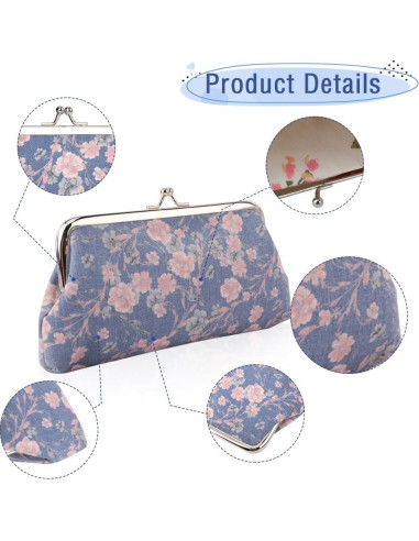 Monedero Floral Vintage iSuperb 2 Piezas Lona Cierre Broche