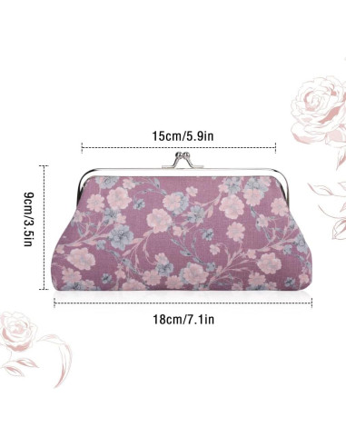 Monedero Floral Vintage iSuperb 2 Piezas Lona Cierre Broche