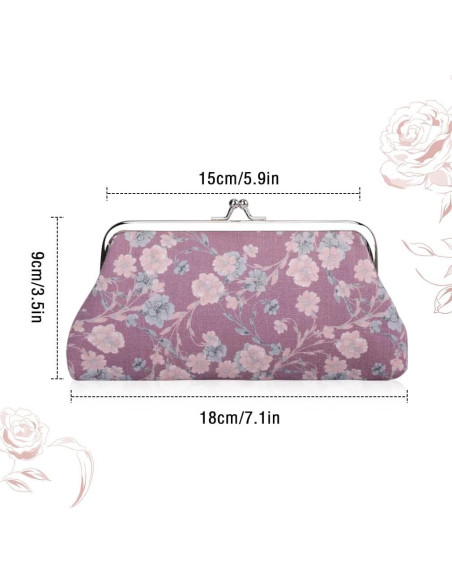 Monedero Floral Vintage iSuperb 2 Piezas Lona Cierre Broche