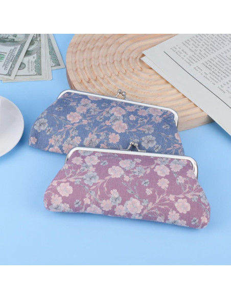 Monedero Floral Vintage iSuperb 2 Piezas Lona Cierre Broche