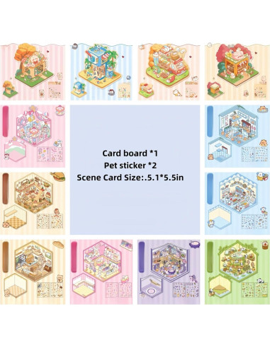 Pegatinas 3D de Casa DIY Affoto - 12 Sets Creativos