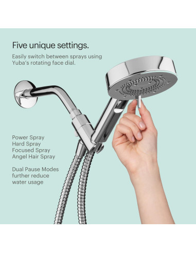 Cabezal de Ducha de Mano Brondell Nebia Yuba Níquel Cepillado 5 Configuraciones