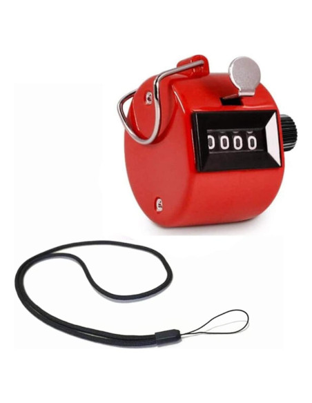 Contador Manual Mecánico JJLFresheners Rojo 9999 Dígitos