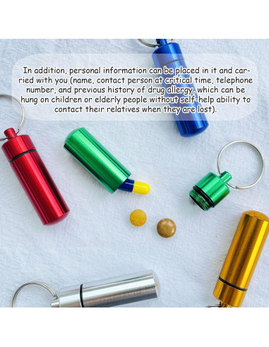 5 Mini Viales Metálicos Impermeables HASPOLIN para Medicamentos