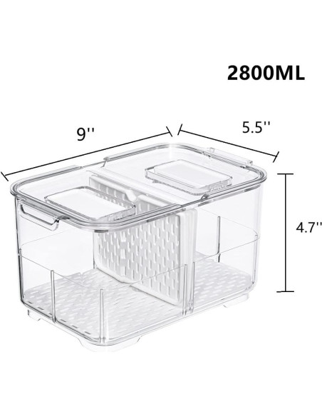 Contenedores de Almacenamiento Slideep 2800 ml - 2 Paquete Apilable