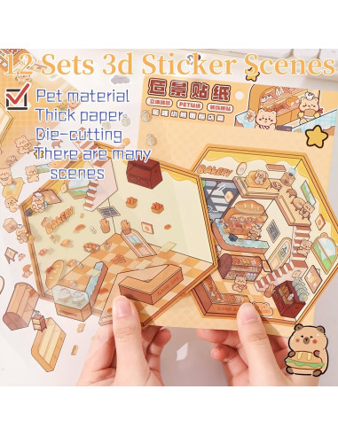 Pegatinas 3D de Casa DIY Affoto - 12 Sets Creativos