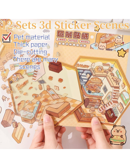 Pegatinas 3D de Casa DIY Affoto - 12 Sets Creativos