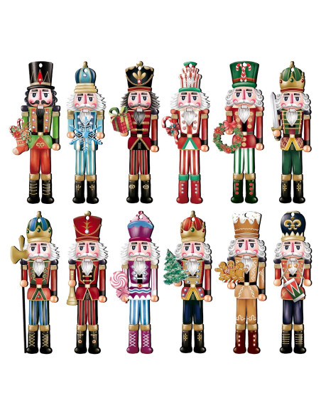 24 Piezas Adornos de Madera Cascanueces Navidad JOPHMO