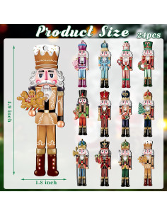 24 Piezas Adornos de Madera Cascanueces Navidad JOPHMO 2