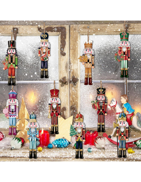 24 Piezas Adornos de Madera Cascanueces Navidad JOPHMO