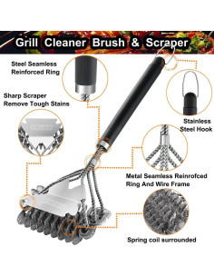Cepillo Limpiador de Parrilla POLIGO BBQ Sin Cerdas 45.72 cm 2